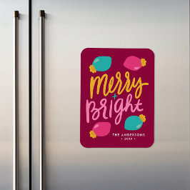 Merry & Bright Christmas Lights Nicht-Foto-Urlaub Magnet