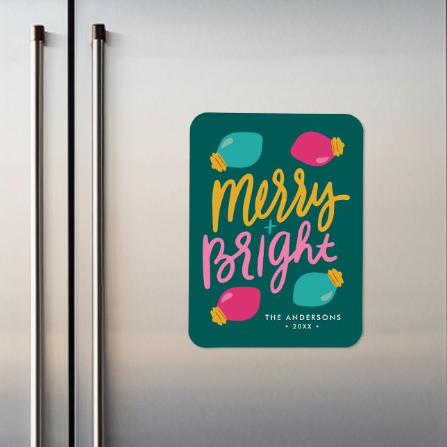 Merry & Bright Christmas Lights Non-Foto Urlaub Magnet (Von Creator hochgeladen)