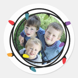 Merry & Bright Christmas Lights Runder Aufkleber