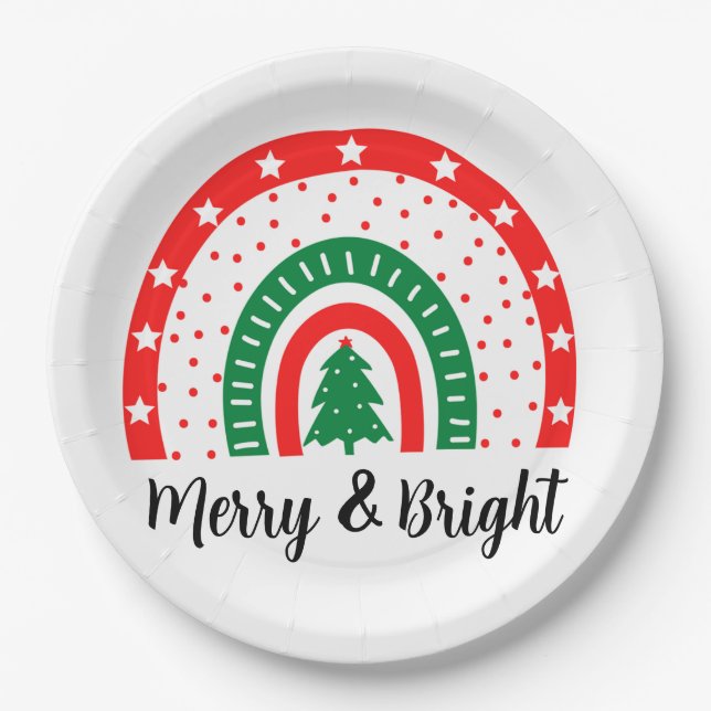 Merry & Bright Christmas Pappteller (Vorderseite)