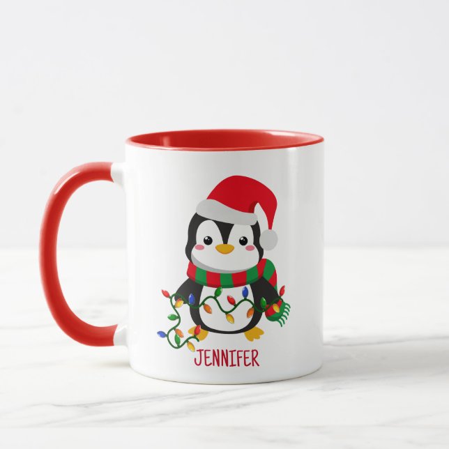 Merry & Bright Christmas Penguin Tasse (Links)