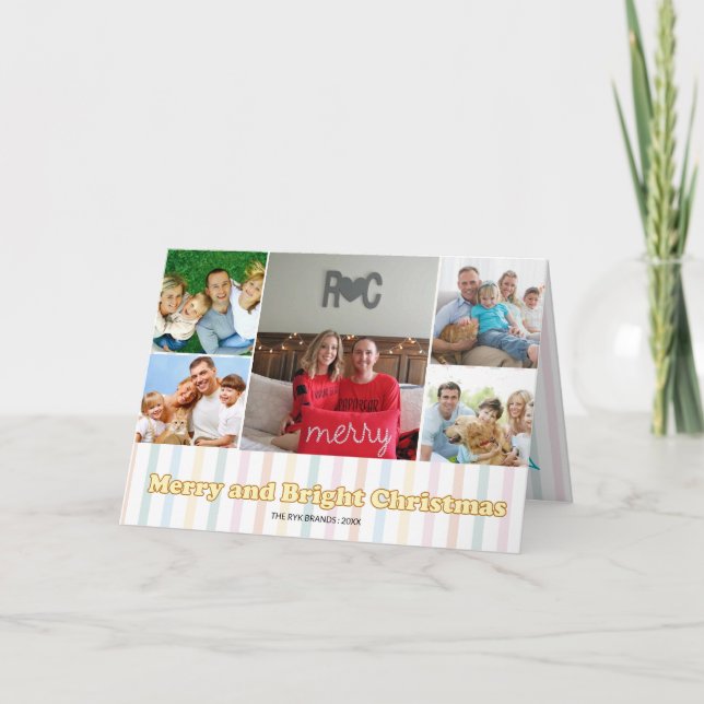 Merry & Bright Christmas Photo Einladung (Vorderseite)