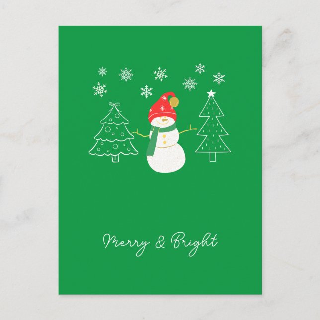 Merry & Bright Christmas Postkarte (Vorderseite)
