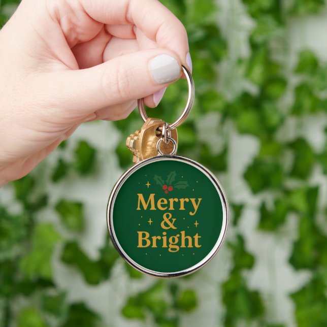 Merry & Bright Christmas Quote Schlüsselanhänger (Hand)