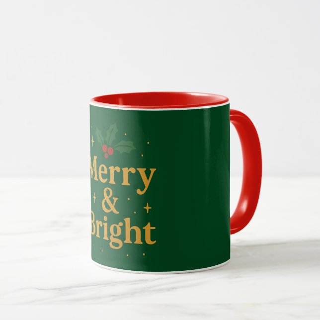 Merry & Bright Christmas Quote Tasse (VorderseiteRechts)