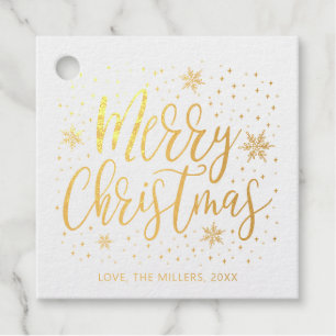 Merry & Bright Christmas Real Gold Foil Geschenk T Geschenkanhänger