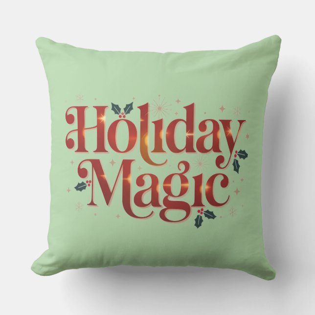 Merry & Bright Christmas Throw Kissen (Vorderseite)