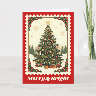 Merry & Bright Christmas Tree Postage Briefmarke Feiertagskarte