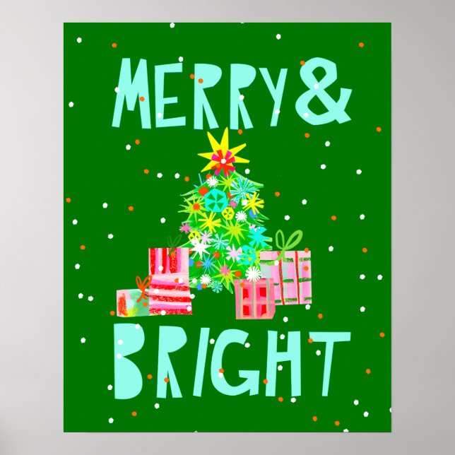 Merry & Bright Christmas Tree Poster (Vorne)