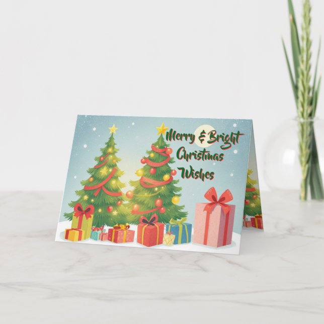 Merry & Bright Christmas Wishes Karte (Vorderseite)