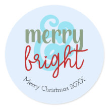 Merry & Bright Christmas Year Niedlich Blue