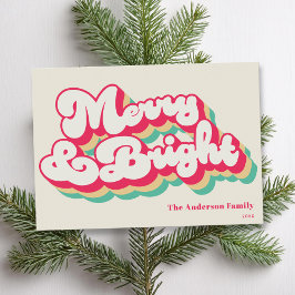 Merry & Bright Classic Retro Typografie, nicht Fot Feiertagskarte