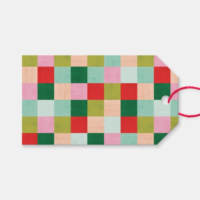 Merry & Bright Color Blocks Geschenkmarke Geschenkanhänger (Vorderseite (Horizontal))
