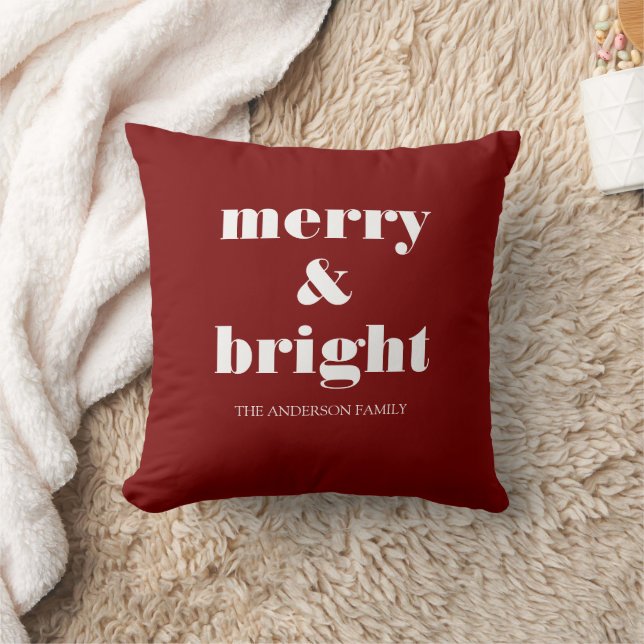 Merry & Bright Custom Christmas | Holiday Red Kissen (Decke)