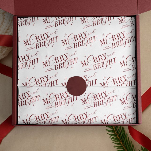 Merry & Bright Eleganter Individuelle Name Weihnac Seidenpapier (Von Creator hochgeladen)