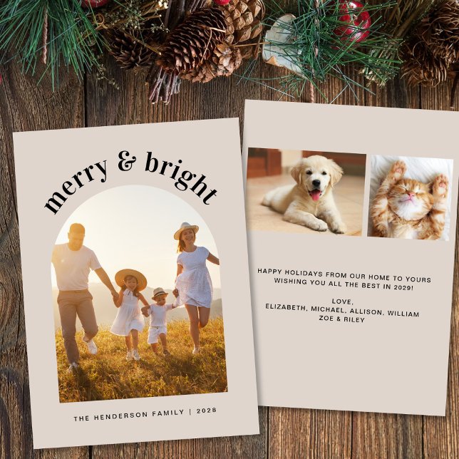 Merry Bright Family Arch Foto Weihnachten (Share the love and warmth of the season with your personalized photo Christmas card)