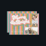 Merry & Bright farbenfroh Retro Weihnachten 3 Foto<br><div class="desc">Erstellen Sie Ihre eigenen personalisierten Urlaubskarten mit bunten Retro-Design und 3 Fotos.</div>