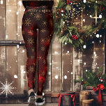 Merry & Bright Festive Red Pattern Leggings<br><div class="desc">Merry & Bright Festive Red Pattern Leggings perfekt für Ihr Weihnachtsoutfit. Sie können den Text aktualisieren oder entfernen. Das Muster sind niedliche goldbraune Sterne in verschiedenen Formen,  die auf dunkelrot bis bordeauxrot unterlegt sind.</div>