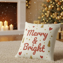 "Merry & Bright"-Festtags-Wurfkissen