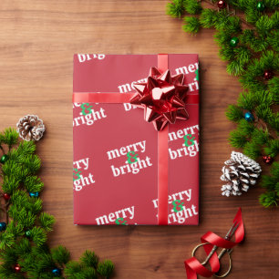 "Merry & Bright" Fett Typografie Moderne Geschenkpapier