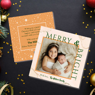 Merry & Bright fette Typografie 1 Foto modern nied Feiertagskarte