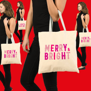 Merry & Bright, Frohe Weihnachten, Weihnachtsgesch Tragetasche