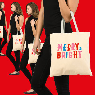 Merry & Bright, Frohe Weihnachten, Weihnachtsgesch Tragetasche