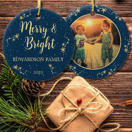 Merry & Bright Frohe Weihnachtsfamilie Foto Keramik Ornament