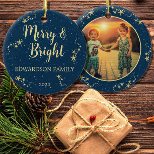 Merry & Bright Frohe Weihnachtsfamilie Foto Keramik Ornament