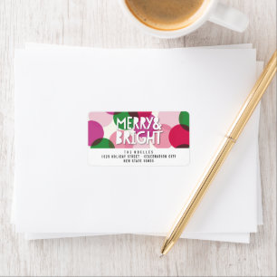 Merry & Bright Fun farbenfroh Confetti Dots Holida Adressaufkleber