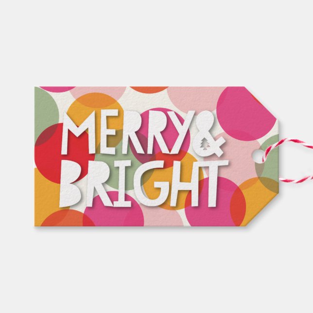 Merry & Bright Fun farbenfroh Confetti Dots Holida Geschenkanhänger (Vorderseite (Horizontal))