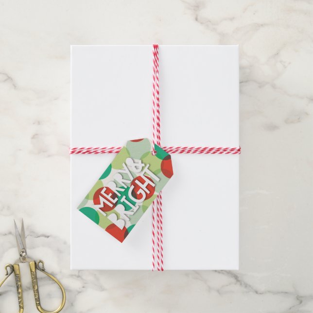 Merry & Bright Fun farbenfroh Confetti Dots Holida Geschenkanhänger (Mit Garn)