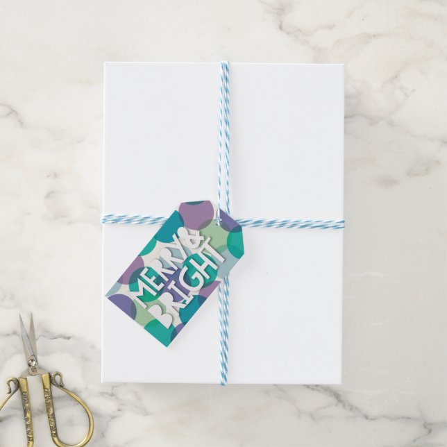 Merry & Bright Fun farbenfroh Confetti Dots Holida Geschenkanhänger (Mit Garn)