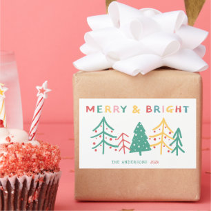 Merry & Bright Fun Pine Stilvolle Weihnachten Rechteckiger Aufkleber