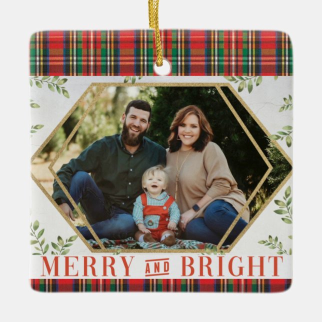 Merry & Bright Geometric Christmas Ornament (Vorderseite)