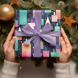 Merry & Bright Geometric Weihnachtswrapping Paper Geschenkpapier