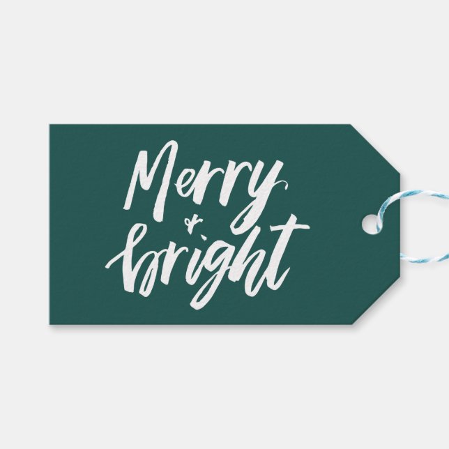 Merry & Bright-Geschenk-Tag Geschenkanhänger (Vorderseite (Horizontal))