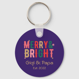 Merry & Bright Gigi & Papa Großeltern Geschenk Key Schlüsselanhänger