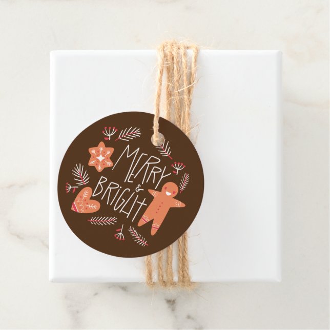 Merry & Bright Gingerbrot Cookies Geschenkanhänger (Beispiel)