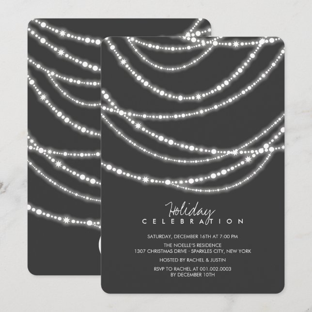 Merry & Bright Glitzern Chic Feier einladen Einladung (Vorne/Hinten)