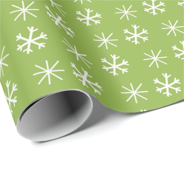 Merry & Bright Green / White Christmas Snowflake Geschenkpapier (Rolleneckpunkt)