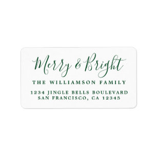 Merry & Bright Green White Rücksendeadresse Adressaufkleber