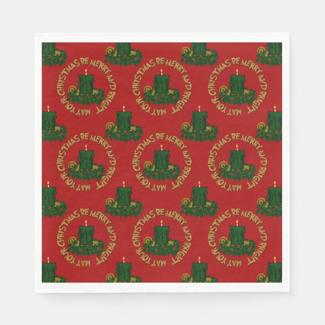 Merry-Bright-Green Xmas Candle- Serviette (Vorderseite)