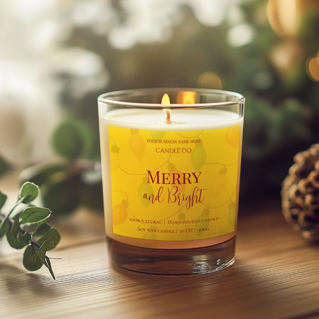Merry & Bright Holiday | Editable Christmas Candle Quadratischer Aufkleber (Von Creator hochgeladen)