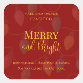 Merry & Bright Holiday | Editable Christmas Candle Quadratischer Aufkleber