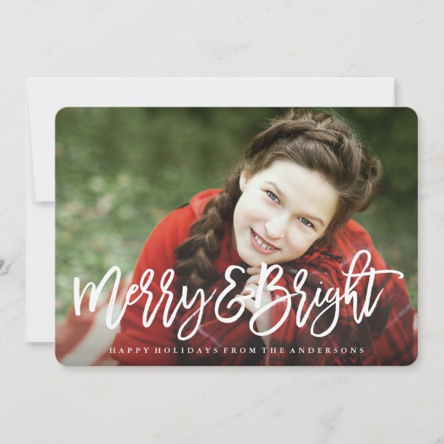 Merry & Bright Holiday Foto Card Feiertagskarte (Vorderseite)