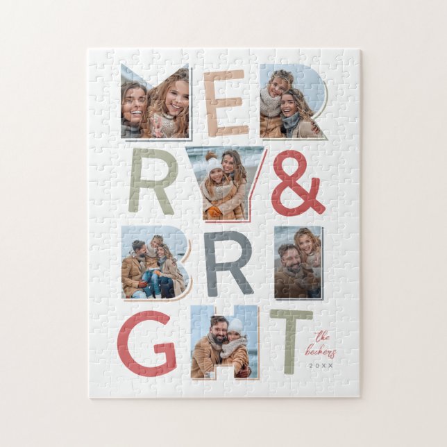 Merry & Bright Holiday Foto Collage (Vertikal)