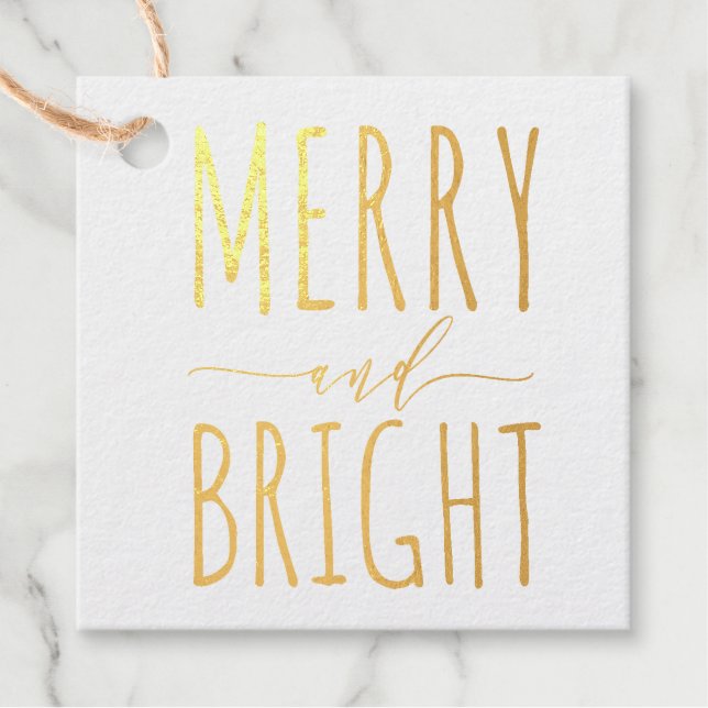 Merry Bright Holiday Modernes handgeschriebenes Go Geschenkanhänger (Vorderseite)