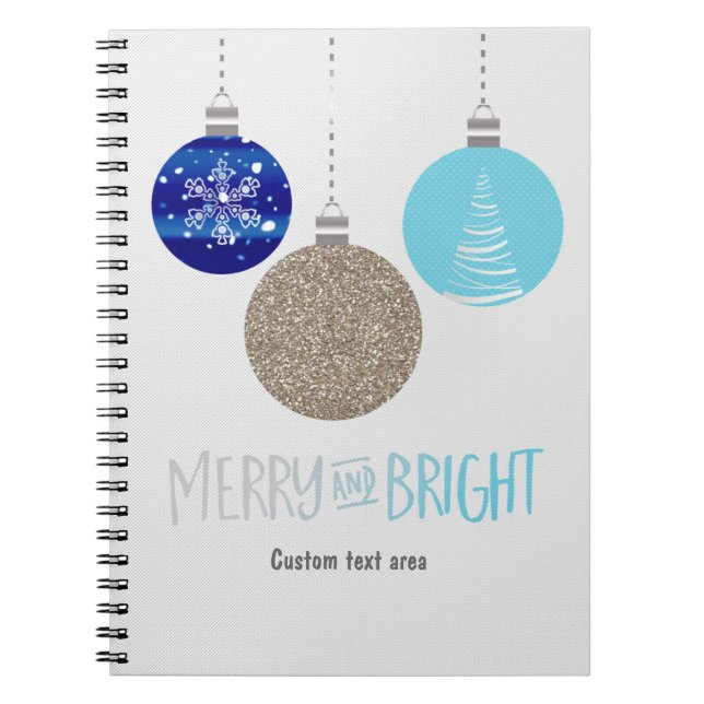 Merry & Bright Holiday Ornaments Journal-Notebook Notizblock (Vorderseite)