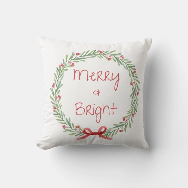 Merry & Bright Holiday Pillow Kissen (Vorderseite)